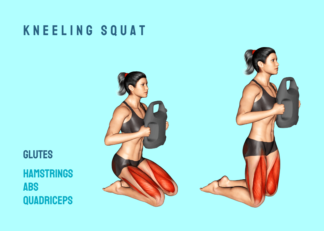 Woman performing a kneeling squat with an AguaForce water weight