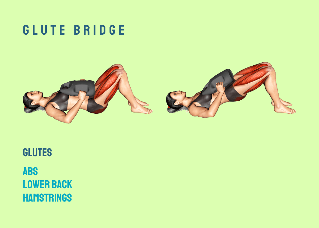 Woman performing a glute bridge with an AguaForce water weight