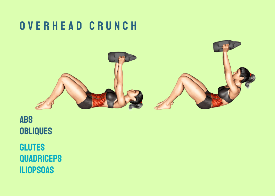 Woman performing an overhead crunch with an AguaForce water weight
