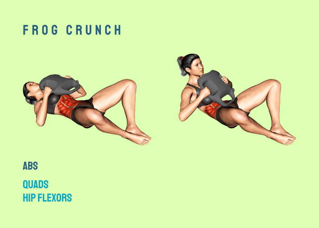 Woman performing a frog crunch with an AguaForce water weight