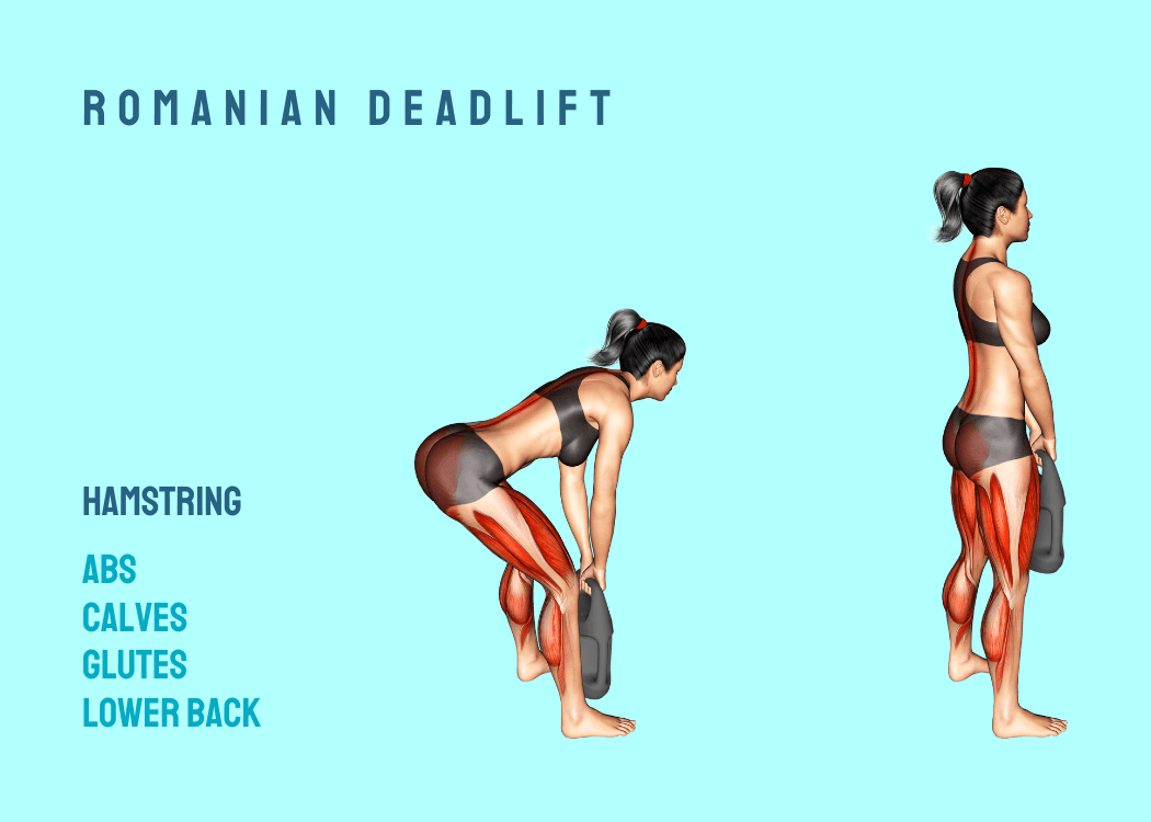 Woman performing a Romanian deadlift with an AguaForce water weight