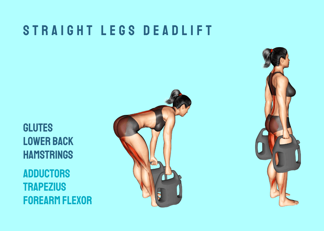 Woman performing a straight leg deadlift with an AguaForce water weight